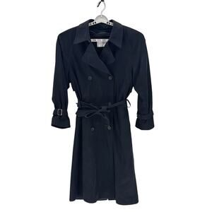 Jones New York long Trench Coat charcoal Black wool removable liner size L chic